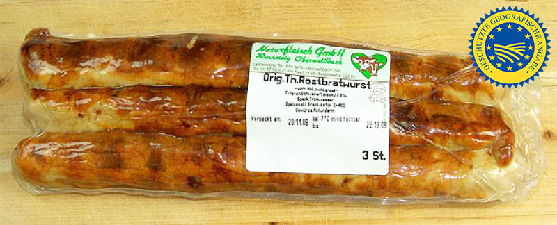 Original Thüringer Rostbratwurst auf Holzkohle, 3er-Pack a 80 g